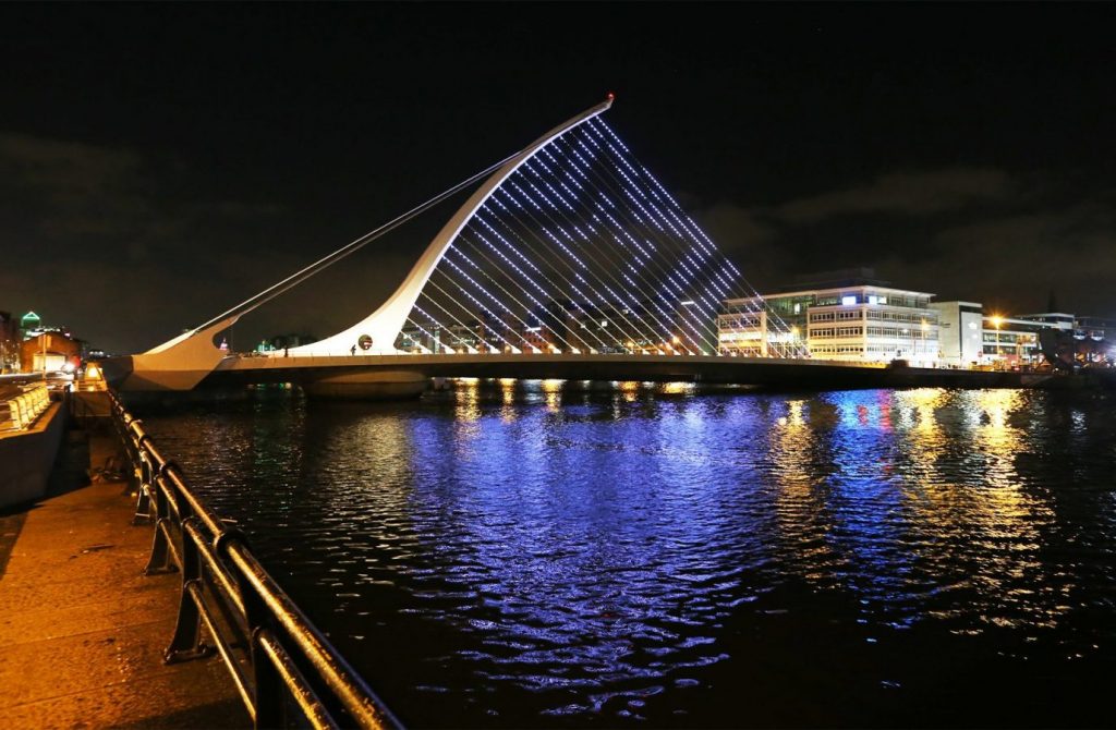 Lights on Samuel Beckett bridge