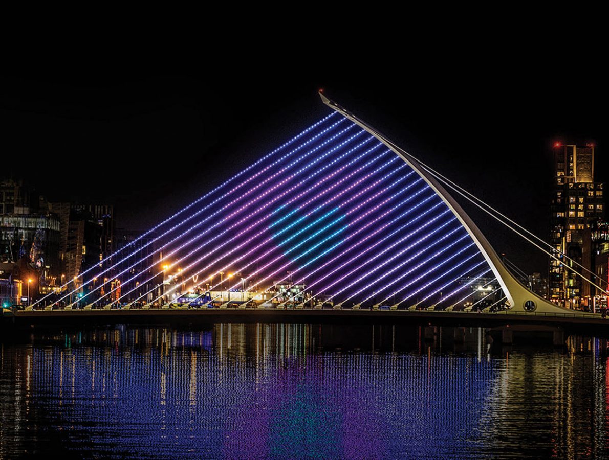 Samuel Beckett Bridge Dublin Winter Lights Samuel Beckett Bridge Dublin Winter Lights