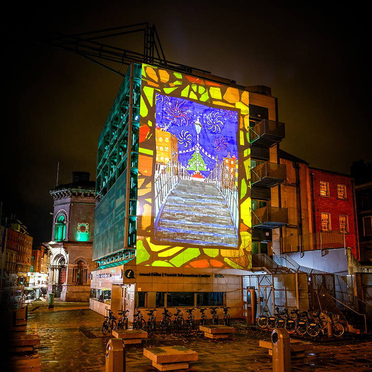 Dublin Winter Lights Palace Street and Barnardo Square