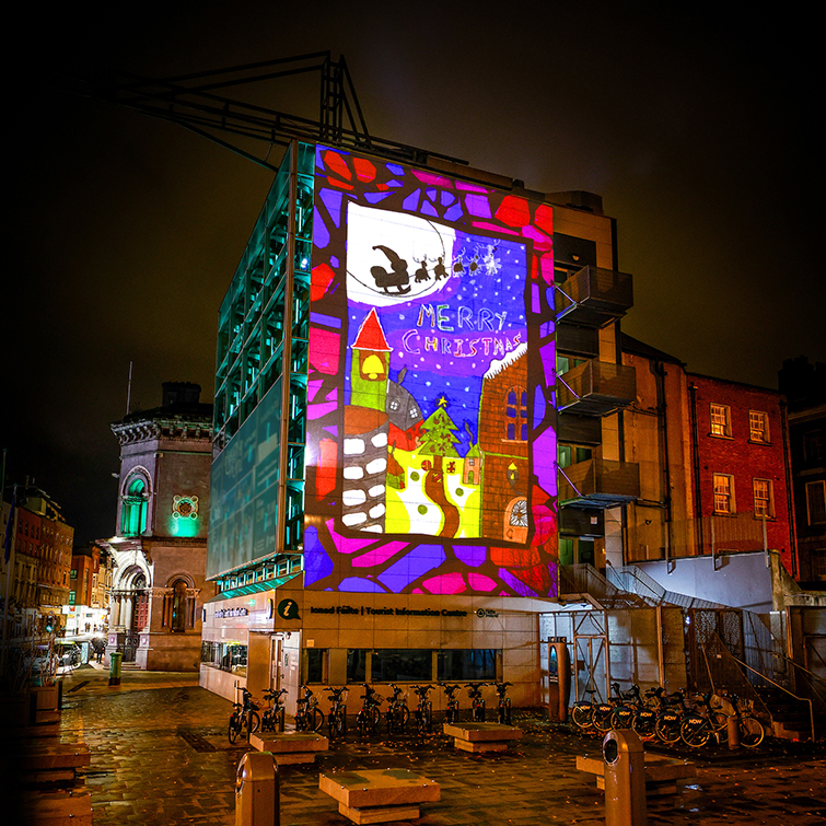 Dublin Winter Lights Palace Street and Barnardo Square