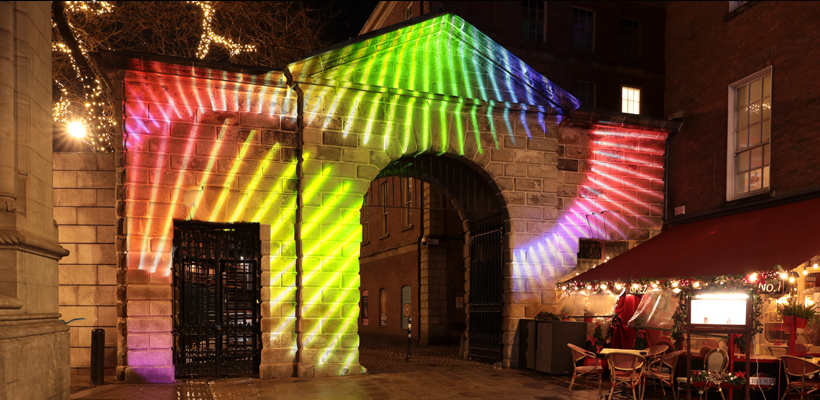Dublin Winter Lights - Palace Street Gate